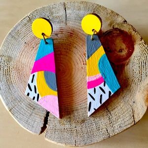 Retro 80s neon art earrings